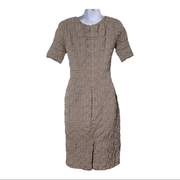 Vera Wang Quilted Midi Gray Fitted Dress Size EU 34 US 0 - Picture 5 of 10